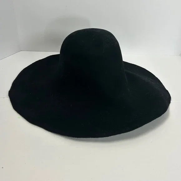 Excello Geo W Bollman Black 100% Wool Floppy Wide Brim Hat Made in USA Vintage